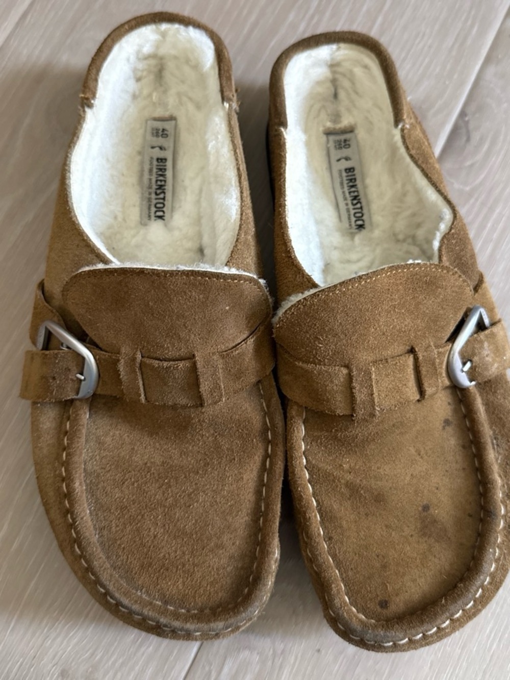 Birkenstock Women’s Clogs Brown Suede Shearling Lined Slip-On